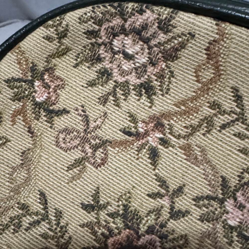 Vintage Avon “Tote Along” Bag-Dark Green PVC & Cloth Floral Tapestry-Zipper-EUC - Picture 9 of 16